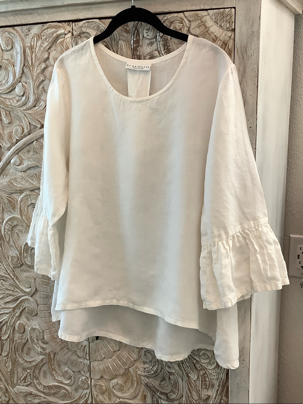 BRYN WALKER FRAN White Ruffle Sleeve Women's Top S